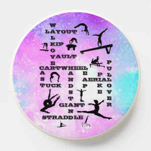 Girls Gymnastics Crosswords Round PopSocket