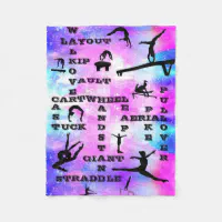 Gymnastics Blanket / Girls Gymnastics Skills Crosswords Sherpa Fleece order Blanket