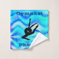 Girls Gymnastics Custom Blue Wash Cloth Towel