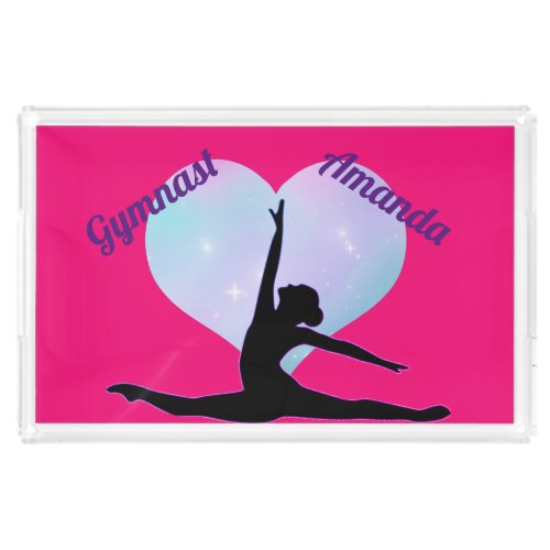 Girls Gymnastics Custom Hot Pink  Royal Purple  Acrylic Tray