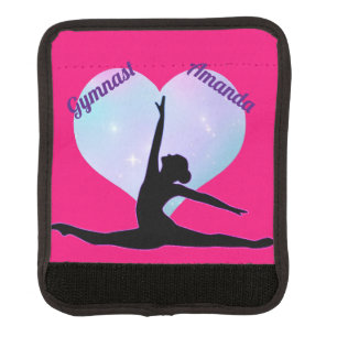 Girls Gymnastics Custom Hot Pink / Royal Purple  Luggage Handle Wrap
