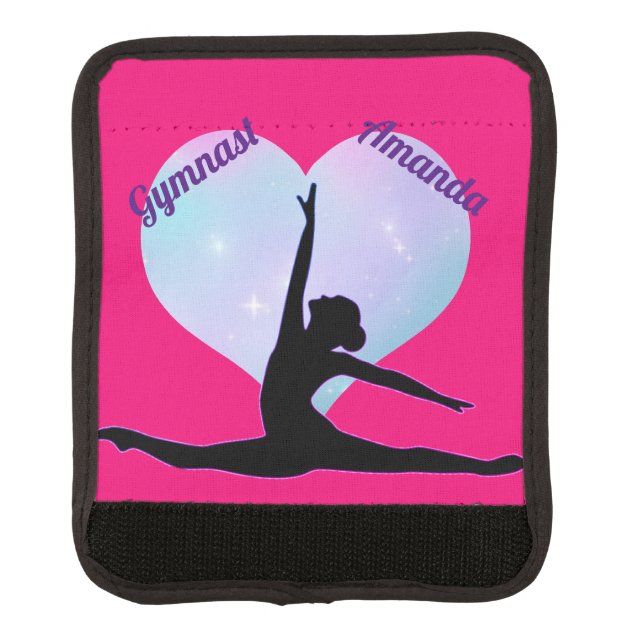 Girls Gymnastics Custom Hot Pink / Royal Purple  Luggage Handle Wrap (Front)