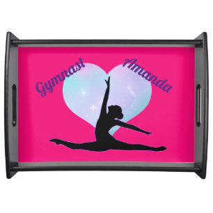 Girls Gymnastics Custom Hot Pink / Royal Purple   Serving Tray