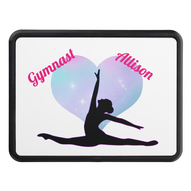 Girls Gymnastics Custom Hot Pink / White   Hitch Cover (Front)