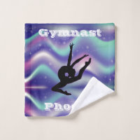 Girls Gymnastics Custom Purple Wash Cloth Towel