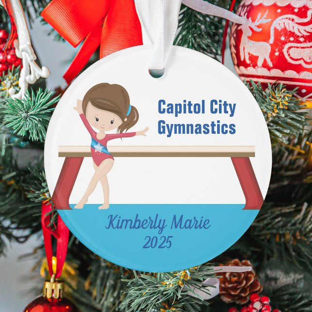 Girls Gymnastics Cute Personalized Gymnast Ornament (Creator Uploaded)