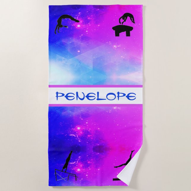 Girls Gymnastics Events Abstract Beach Towel (Front)