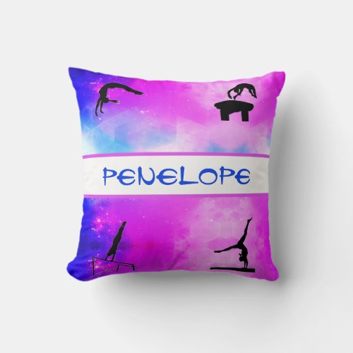 Girls Gymnastics Events Abstract Throw Pillow