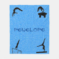 Girls Gymnastics Events Blue Glitter Blanket