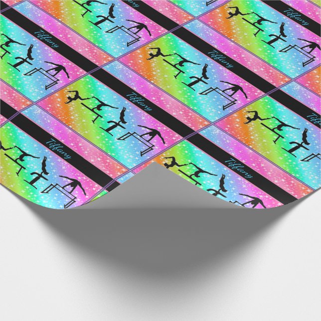 Girls Gymnastics Events Colorful Wrapping Paper (Corner)