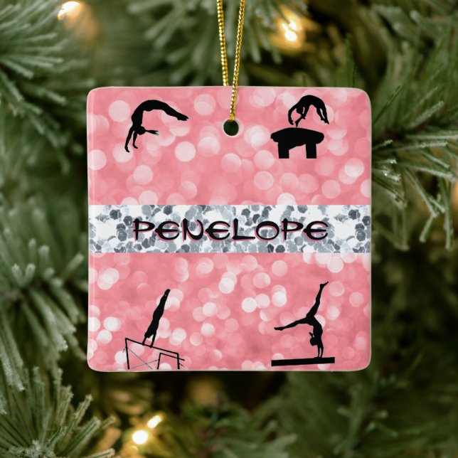 Girls Gymnastics Events Glitz and Glam Ceramic Ornament (Tree)
