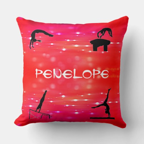 Girls Gymnastics Events Personalized Throw Pillow