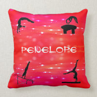 Girls Gymnastics Events Personalized Throw Pillow