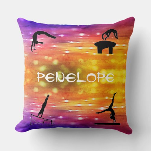 Girls Gymnastics Events Personalized Throw Pillow