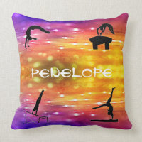 Girls Gymnastics Events Personalized Throw Pillow