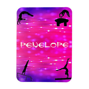 Girls Gymnastics Events Pink / Purple Magnet
