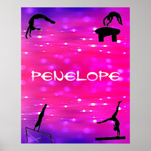 Girls Gymnastics Events Pink / Purple Poster