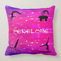 Girls Gymnastics Events Pink / Purple Throw Pillow