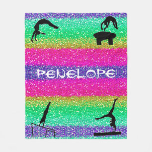 Girls Gymnastics Events Rainbow Sparkle Blanket