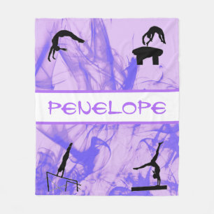 Girls Gymnastics Events Smokey Purple Abstract Fleece Blanket