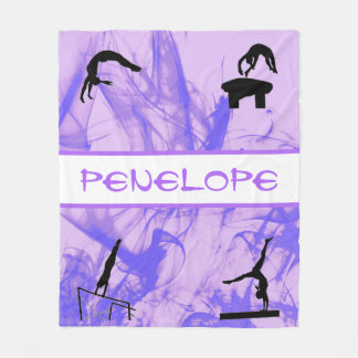 Girls Gymnastics Events Smokey Purple Abstract Fleece Blanket