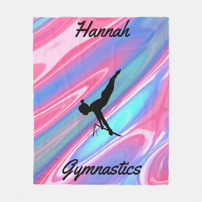 Girls Gymnastics Fleece Blanket w/ Name (Front)