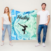 Girls Gymnastics Fleece Blanket w/ Name