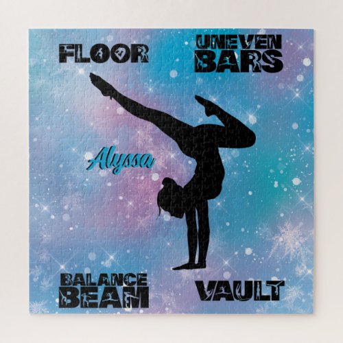 Girls Gymnastics Floor Bars Beam Vault Pastel   Jigsaw Puzzle