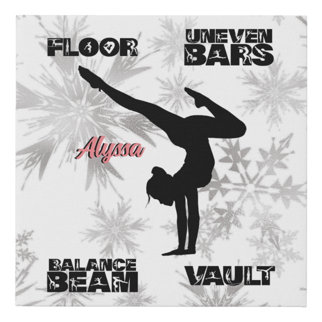 Girls Gymnastics Floor, Bars, Beam, Vault Winter   Faux Canvas Print (Front)
