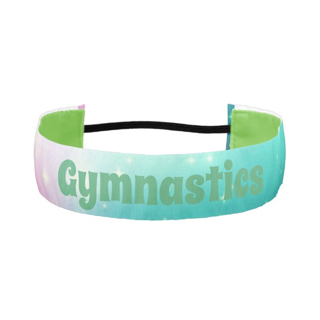 Girls Gymnastics Floor Routine Pink Mint Headband (Front)