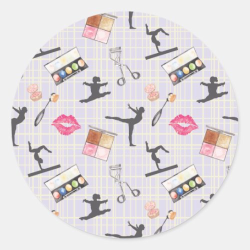 Girls Gymnastics _ Girly Makeup Classic Round Sticker