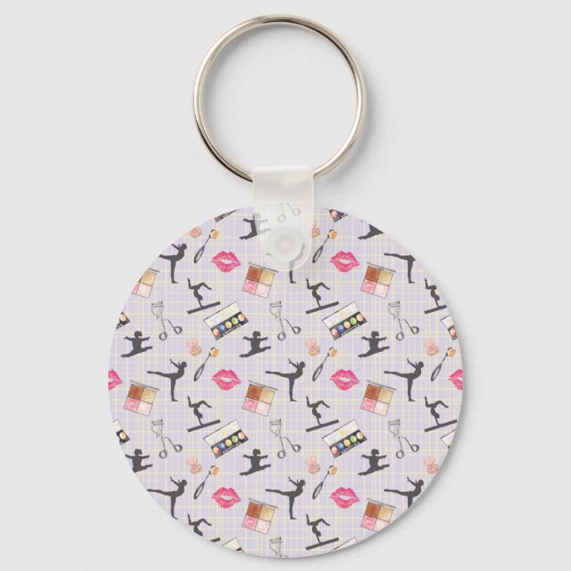 Girls Gymnastics - Girly Makeup Keychain (Front)