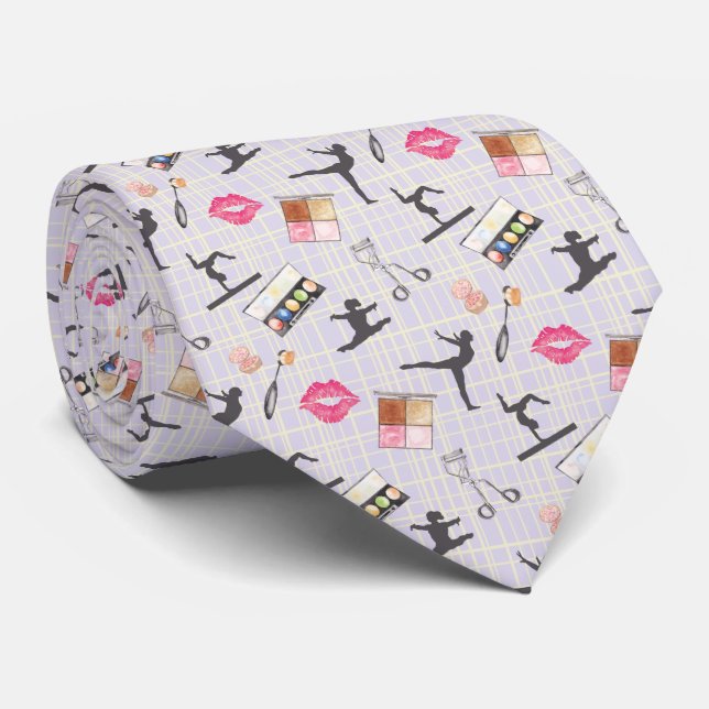 Girls Gymnastics - Girly Makeup Neck Tie (Rolled)