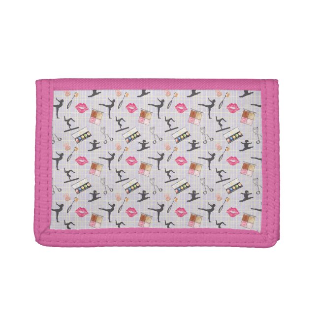 Girls Gymnastics - Girly Makeup Trifold Wallet (Front)