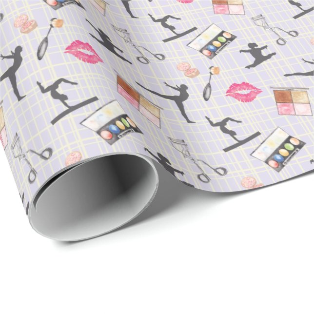 Girls Gymnastics - Girly Makeup Wrapping Paper (Roll Corner)