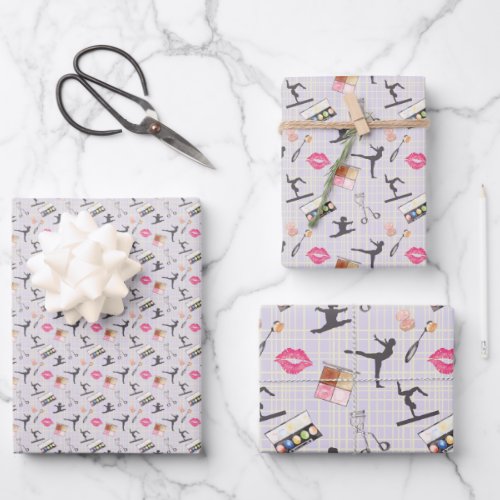 Girls Gymnastics _ Girly Makeup Wrapping Paper Sheets