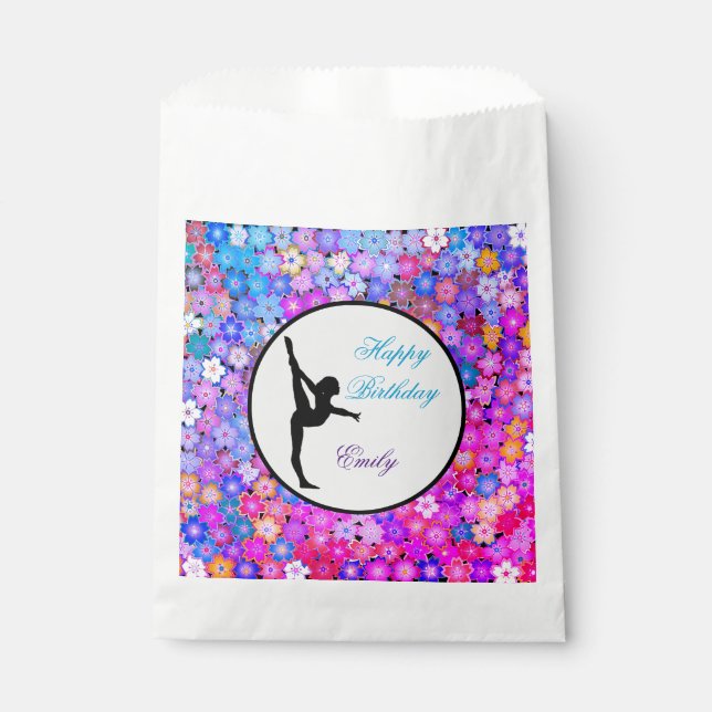 Girls Gymnastics Happy Birthday Favor Bags (Front)