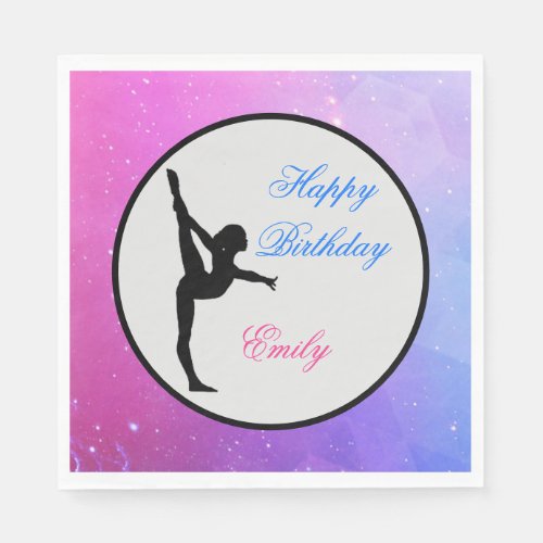 Girls Gymnastics Happy Birthday Napkins