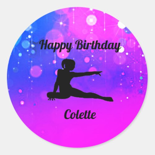 Girls Gymnastics Happy Birthday Stickers