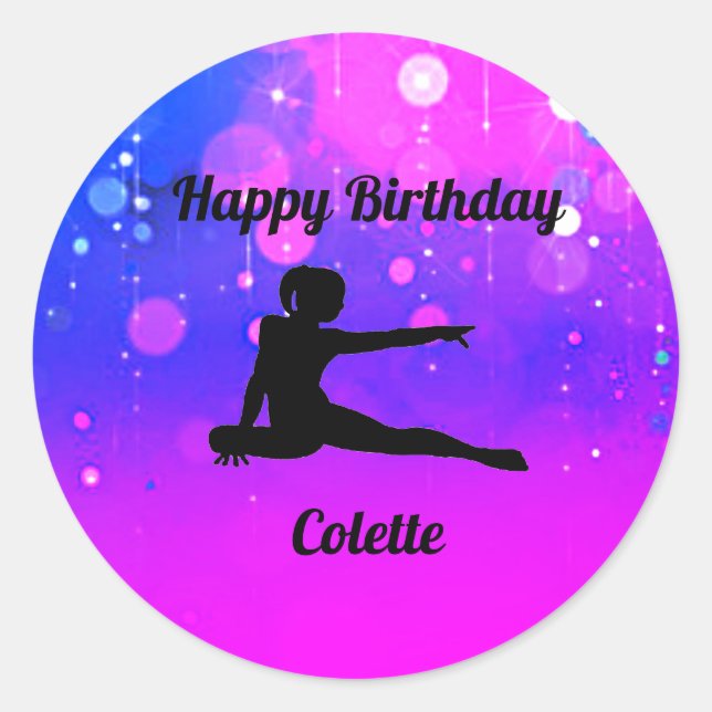 Girls Gymnastics Happy Birthday Stickers (Front)