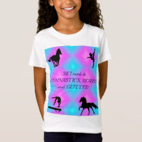 Girls Gymnastics, Horses, Glitter T-Shirt