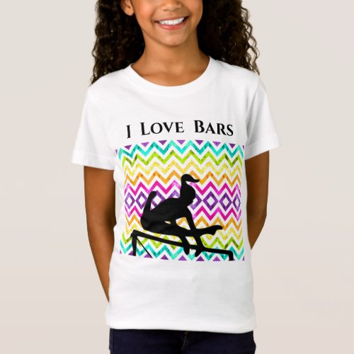 Girls Gymnastics I Love Bars Chevron T_Shirt