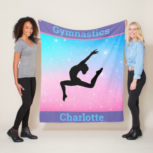 Girls Gymnastics Leap Pastel Fleece Blanket