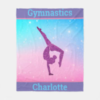 Girls Gymnastics Leap Pastel Fleece Blanket