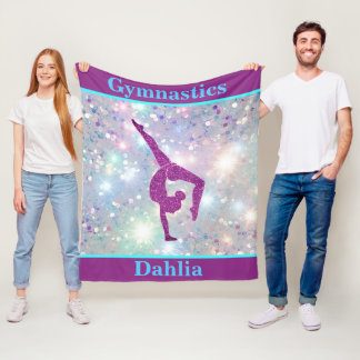 Girls Gymnastics Leap Pastel Glamour Fleece Blanket