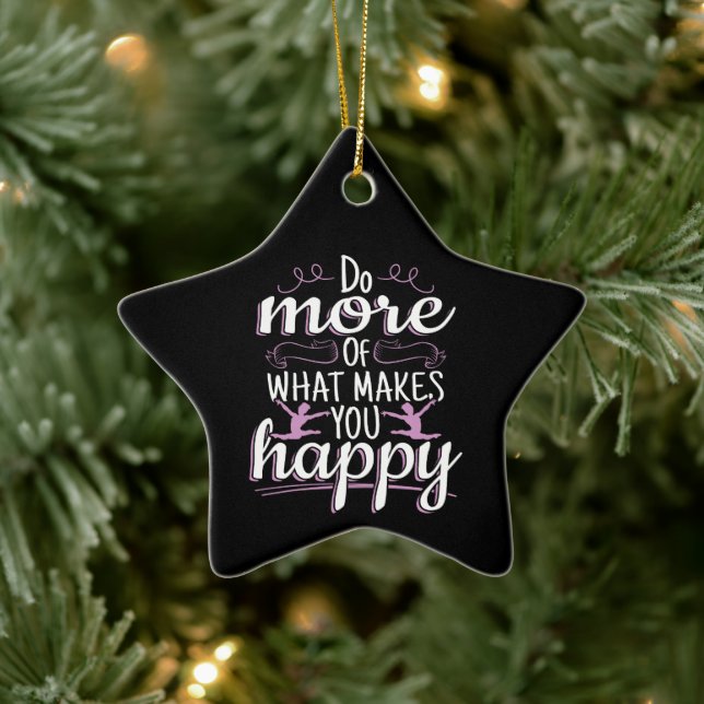 Girls Gymnastics - Motivational Happy Quote Ceramic Ornament (Tree)