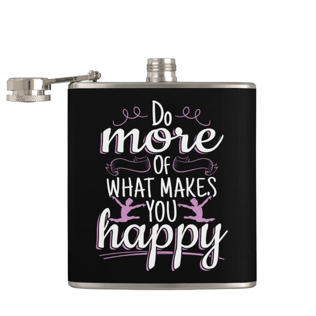Girls Gymnastics - Motivational Happy Quote Flask (Opened)