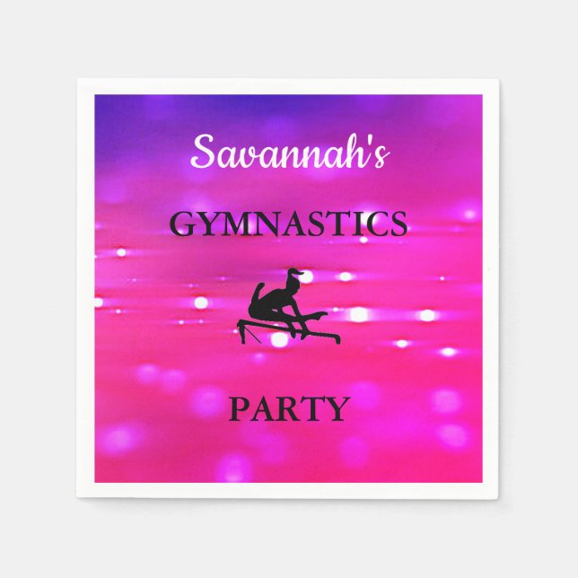Girls GYMNASTICS PARTY Personalized Set of 50 Napkins (Front)