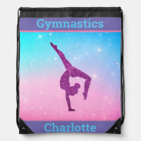 Girls Gymnastics Pastel Drawstring Backpack