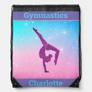 Girls Gymnastics Pastel Drawstring Backpack
